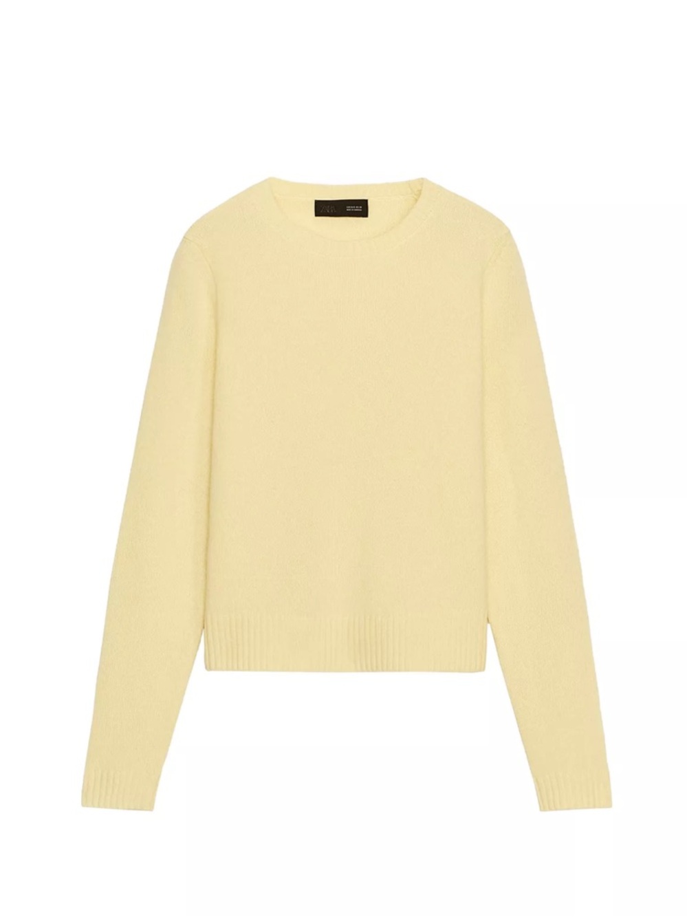 100% Wool Crewneck Sweater in Pale Yellow